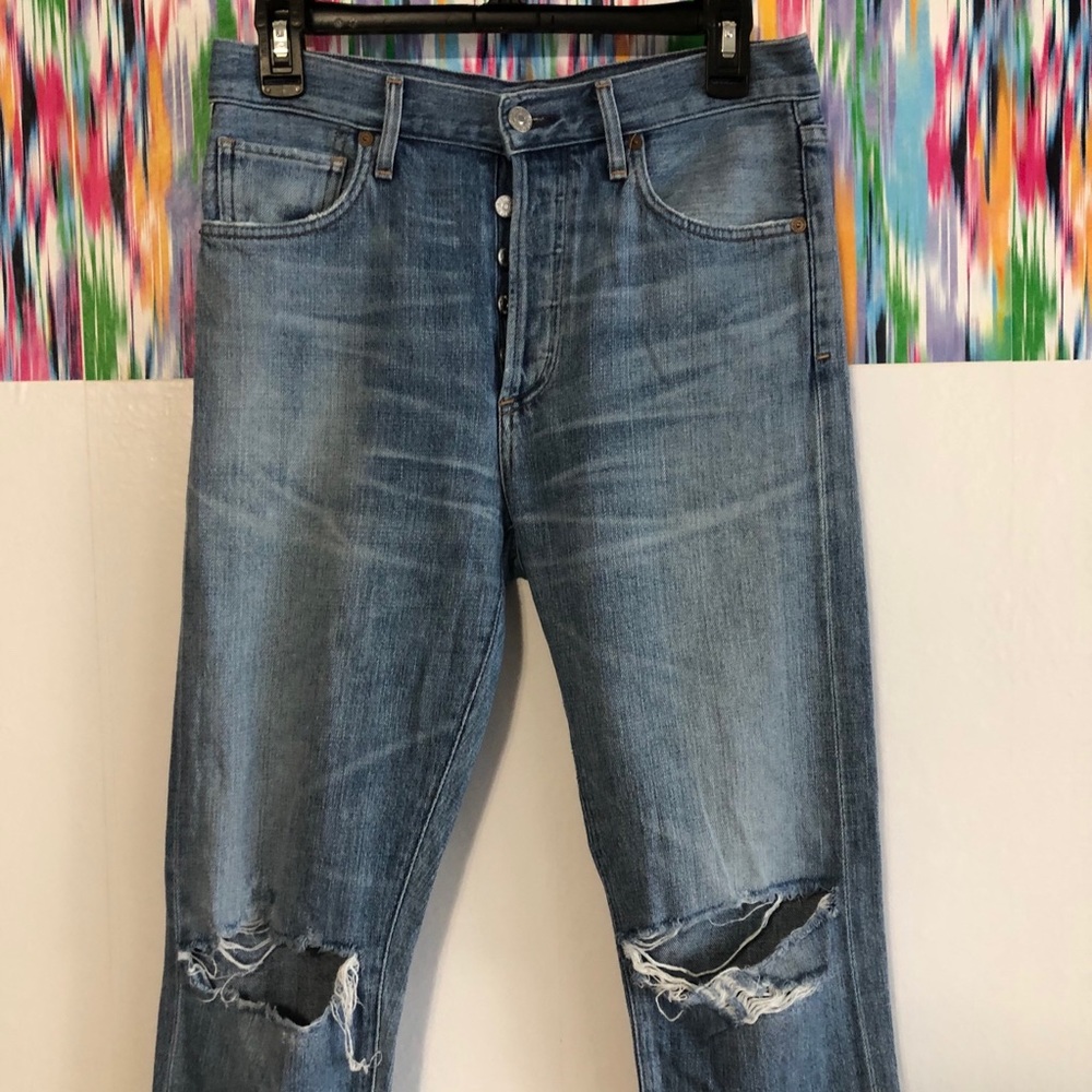 COH Liya hi-rise denim button fly distressed jean - Picture 4 of 8